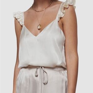 Cami NYC Cream Ruffle Strap Satin Cami